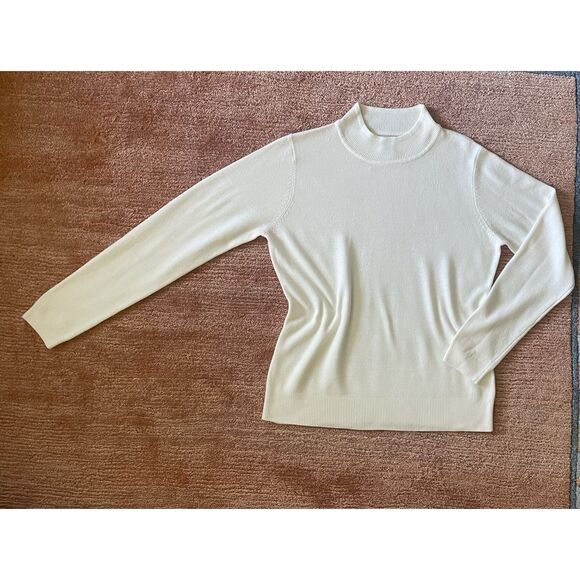 Rebecca Malone Ivory Mock Neck Sweater Pullover Long Sleeve Size M - Picture 1 of 9